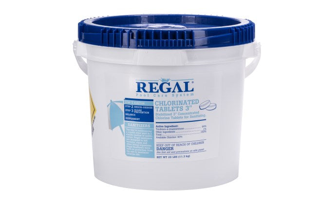 REGAL CHEMICALS 25 lb 3" Chlorinated Tabs Unwrapped Pail