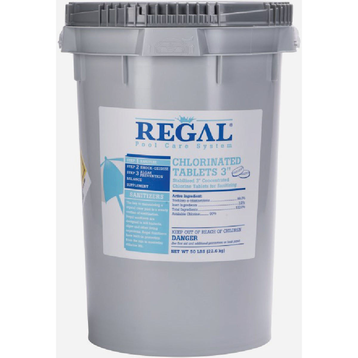 REGAL CHEMICALS 50 lb 3" Chlorinated Tablets Unwrapped Pail